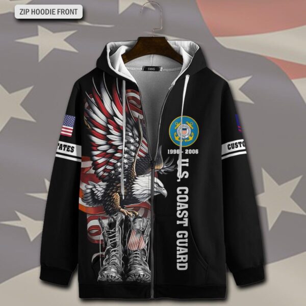 US Coast Guard, E 8 Gold – Zip Hoodie – Gift for Dad Father’s Day