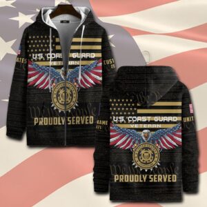US Coast Guard, E 8 Gold – Zip Hoodie - Gift for Dad Father's Day