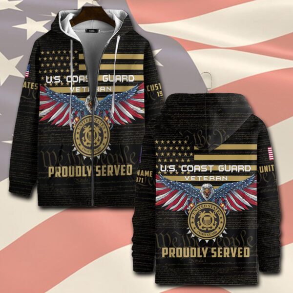 US Coast Guard, E 8 Gold – Zip Hoodie – Gift for Dad Father’s Day