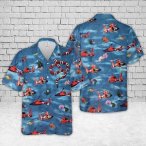 US Coast Guard Eurocopter MH-65 Dolphin Hawaiian Shirt - Gift for Dad Father's Day