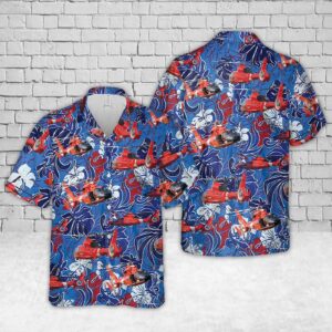 US Coast Guard Eurocopter MH-65 Dolphin Helicopter Firework Hawaiian Shirt - Gift for Dad Father's Day