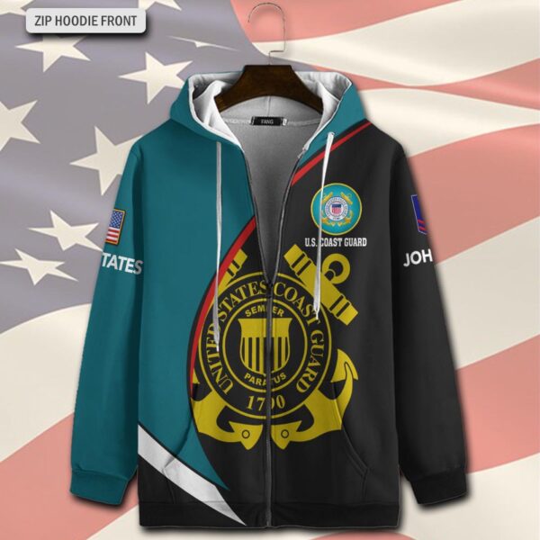 US Coast Guard, Freedom Isn’t Free – Zip Hoodie – Gift for Dad Father’s Day