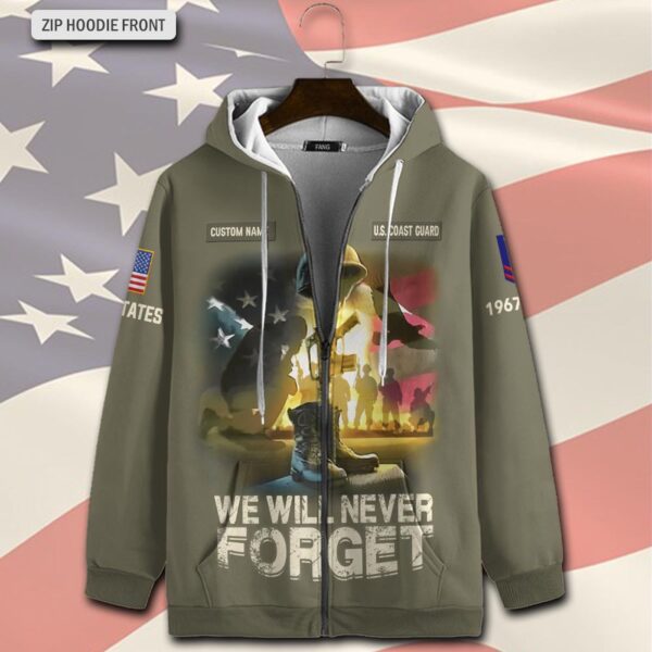 US Coast Guard, Freedom Over Fear – Zip Hoodie – Gift for Dad Father’s Day