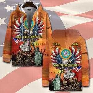 US Coast Guard, Freedom Over Fear – Zip Hoodie - Gift for Dad Father's Day