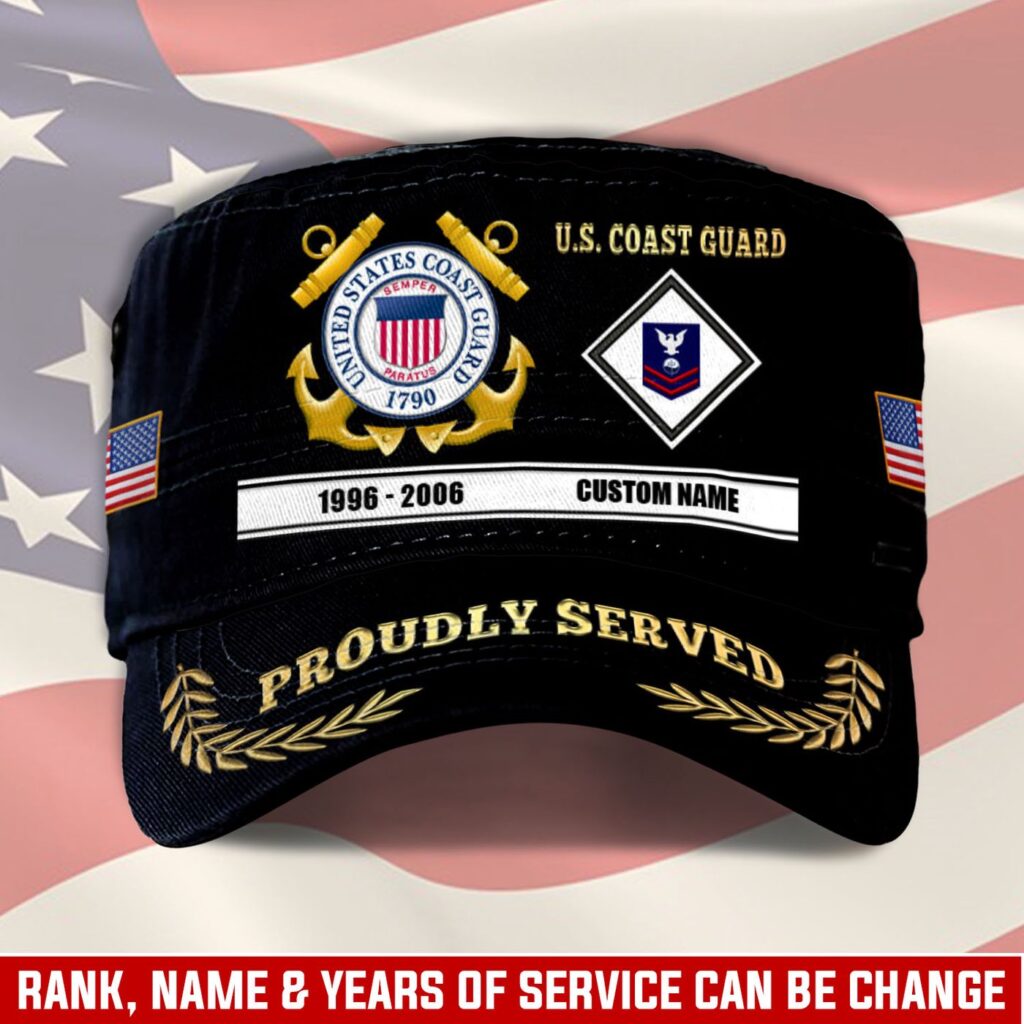 US Coast Guard, Land Of The Free, Because Of The Brave – Military Cap Gift for Men Dad Fathers