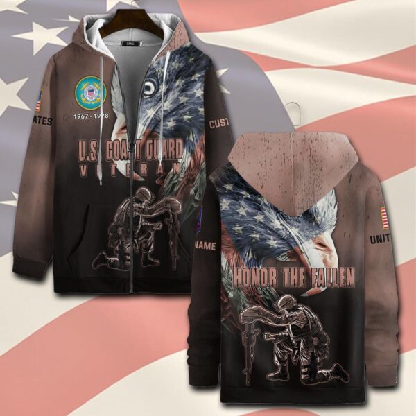 US Coast Guard, Lest We Forget – Zip Hoodie – Gift for Dad Father’s Day