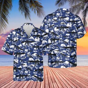 US Coast Guard M4A1 Close Quarter Battle Receiver (CQBR) Skull Hawaiian Shirt - Gift for Dad Father's Day