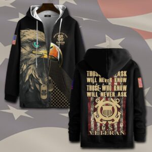 US Coast Guard, No One Fights Alone – Zip Hoodie - Gift for Dad Father's Day