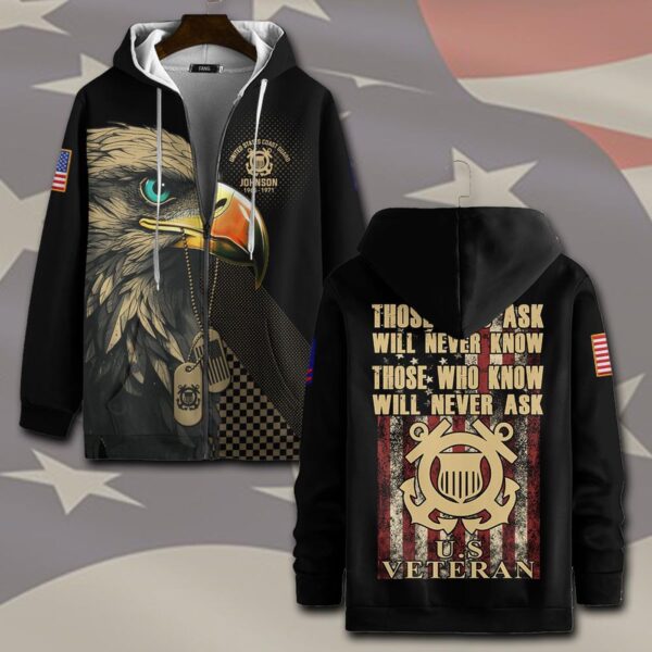 US Coast Guard, No One Fights Alone – Zip Hoodie – Gift for Dad Father’s Day