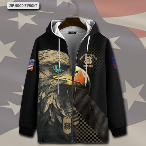 US Coast Guard, No One Fights Alone – Zip Hoodie – Gift for Dad Father’s Day