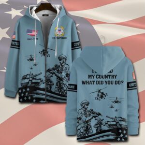 US Coast Guard, No One Fights Alone – Zip Hoodie - Gift for Dad Father's Day