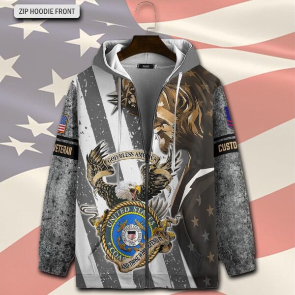 US Coast Guard, Proud Veteran – Zip Hoodie – Gift for Dad Father’s Day