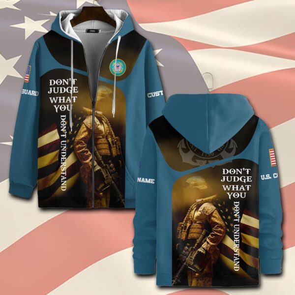 US Coast Guard, Remember – Honor – Respect – Zip Hoodie – Gift for Dad Father’s Day