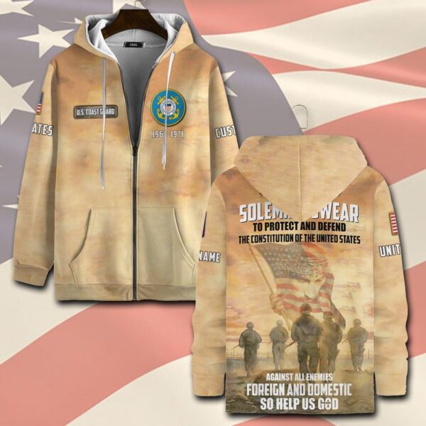 US Coast Guard, Remember – Honor – Respect – Zip Hoodie – Gift for Dad Father’s Day