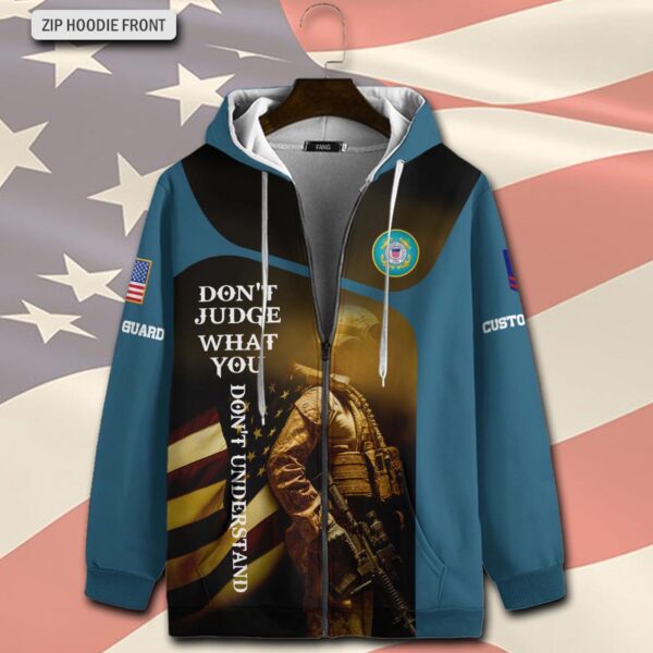 US Coast Guard, Remember – Honor – Respect – Zip Hoodie – Gift for Dad Father’s Day