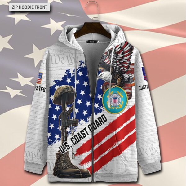 US Coast Guard, Remember – Honor – Respect – Zip Hoodie – Gift for Dad Father’s Day