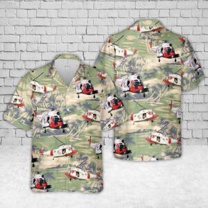 US Coast Guard Sikorsky HH-52 Seaguard Helicopter Short Sleeve Hawaiian Shirt - Gift for Dad Father's Day