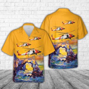 US Coast Guard Sikorsky HH-60J Jayhawk Hawaiian Shirt - Gift for Dad Father's Day