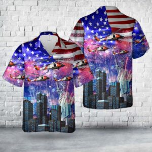 US Coast Guard Sikorsky HH-60J Jayhawk (S-70B-5), 4th Of July Hawaiian Shirt - Gift for Dad Father's Day