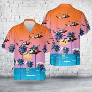 US Coast Guard Sikorsky HH-60J Jayhawk (S-70B-5) Hawaiian Shirt - Gift for Dad Father's Day
