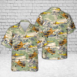 US Coast Guard Sikorsky HO2 R5A Dragonfly Helicopter Short Sleeve Hawaiian Shirt - Gift for Dad Father's Day