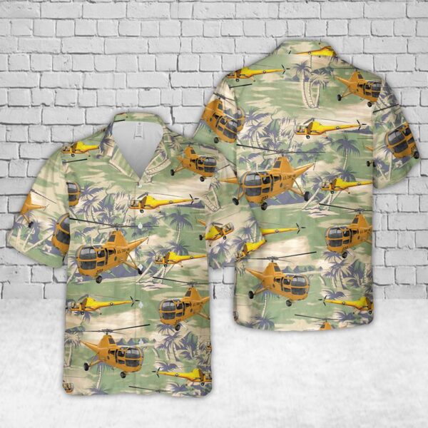 US Coast Guard Sikorsky HO2 R5A Dragonfly Helicopter Short Sleeve Hawaiian Shirt – Gift for Dad Father’s Day