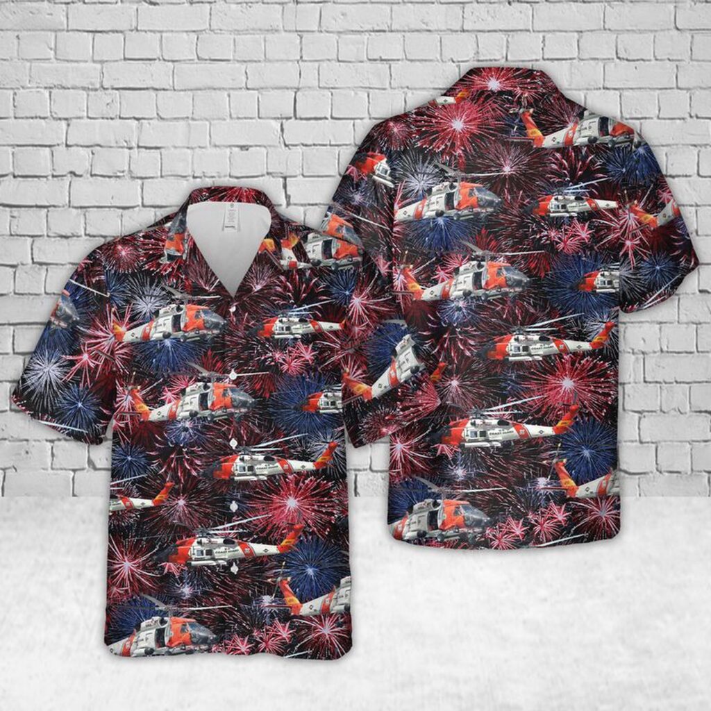 US Coast Guard Sikorsky MH-60 Jayhawk Helicopter Firework Hawaiian Shirt – Gift for Dad Father’s Day US Coast Guard Sikorsky MH-60 Jayhawk Helicopter Firework Hawaiian Shirt – Gift for Dad Father’s Day
