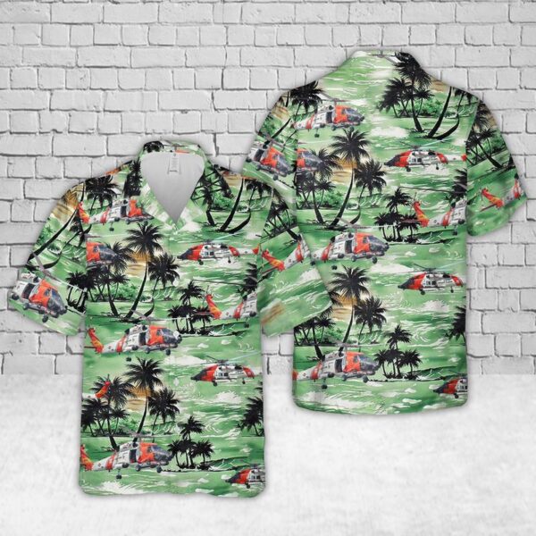 US Coast Guard Sikorsky MH-60 Jayhawk Helicopter Hawaiian Shirt – Gift for Dad Father’s Day