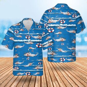 US Coast Guard Sikorsky S-61R Hawaiian Shirt - Gift for Dad Father's Day