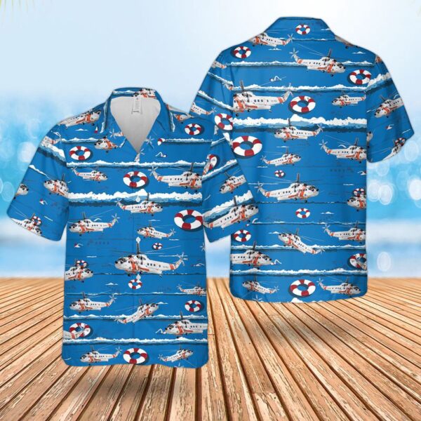 US Coast Guard Sikorsky S-61R Hawaiian Shirt – Gift for Dad Father’s Day