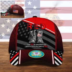 Veteran Cap, Us Coast Guard I Wear Red For Everyone, US Military Gifts, US Veteran Gifts Cap Trucker Hats Custom Hats Gifts For Men & Women Gift for Men Dad Fathers