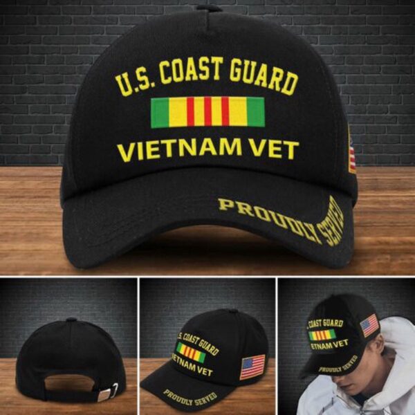 Veteran Cap, Us Coast Guard Military Cap , Proudly Served Veteran Gifts, Vietnam Vet Trucker Hats Custom Hats Gifts For Men & Women Gift for Men Dad Fathers