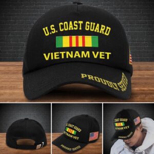 Veteran Cap, Us Coast Guard Military Cap , Proudly Served Veteran Gifts, Vietnam Vet Trucker Hats Custom Hats Gifts For Men & Women Gift for Men Dad Fathers
