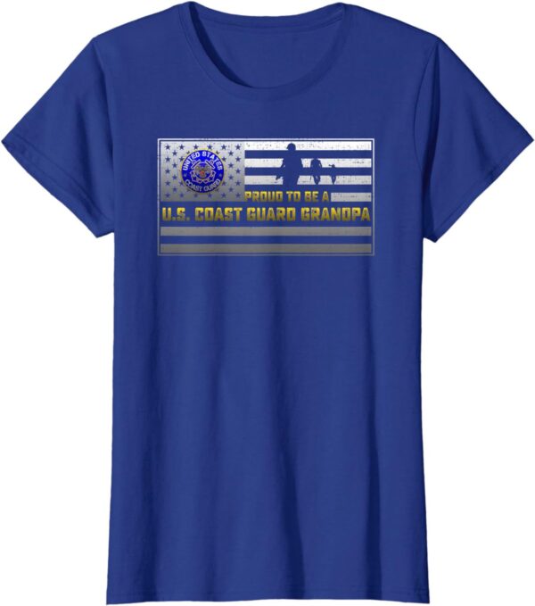 Vintage USA Flag Proud To Be A US Coast Guard Grandpa T-Shirt – Gift for Dad Father’s Day