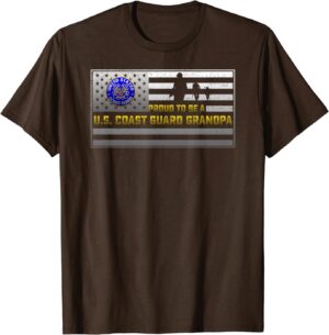Vintage USA Flag Proud To Be A US Coast Guard Grandpa T-Shirt - Gift for Dad Father's Day 1