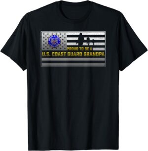 Vintage USA Flag Proud To Be A US Coast Guard Grandpa T-Shirt - Gift for Dad Father's Day