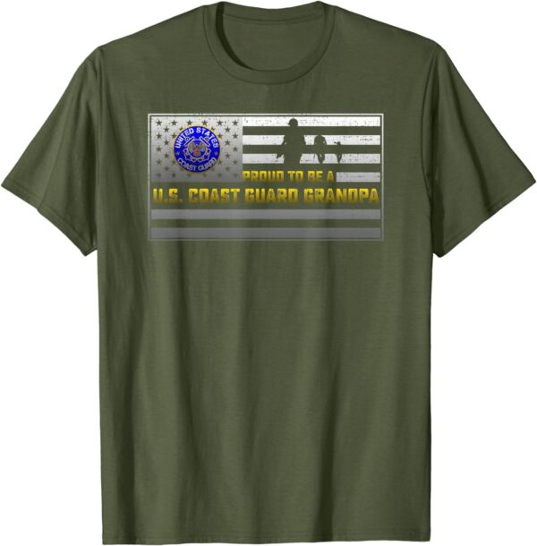 Vintage USA Flag Proud To Be A US Coast Guard Grandpa T-Shirt – Gift for Dad Father’s Day