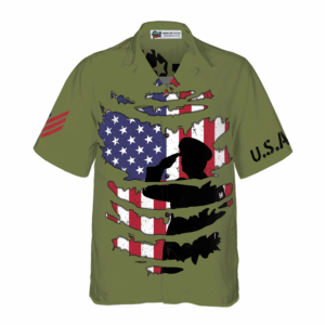Proud Veteran s Silhouette Hawaiian Shirt - Patriotic Men s Clothing 1