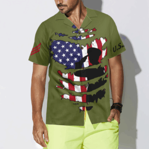 Proud Veteran s Silhouette Hawaiian Shirt - Patriotic Men s Clothing 3