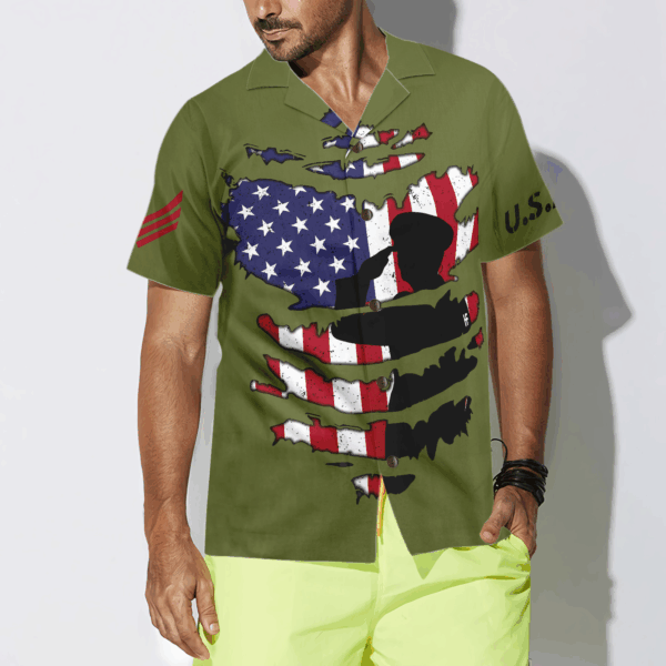Proud Veteran s Silhouette Hawaiian Shirt – Patriotic Men s Clothing
