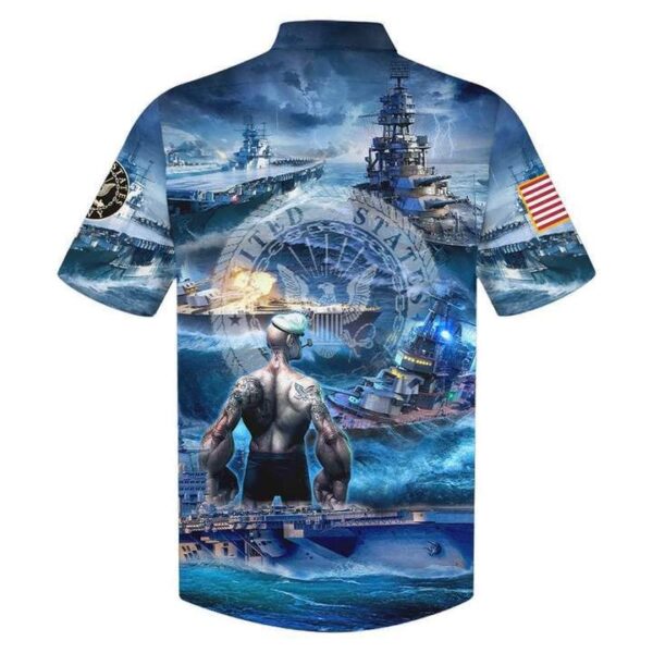 US Navy Veteran Hawaiian Shirt – Blue Aloha Shirt for Adults