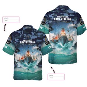 U S Navy Veteran Custom Hawaiian Shirt - Proud Veteran Gift for Veteran Day
