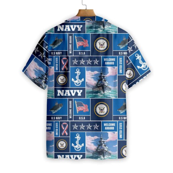 Vintage US Navy Veteran Soldier Hawaiian Shirt – Welcome Aboard Design