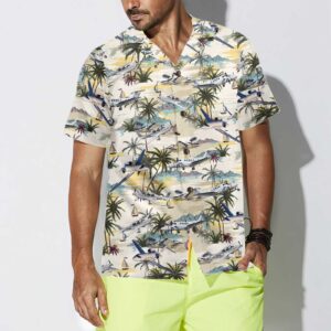 Army Aviation Aircraft Tropical Pattern Hawaiian Shirt, Tropical Aviation Shirt For Men 1