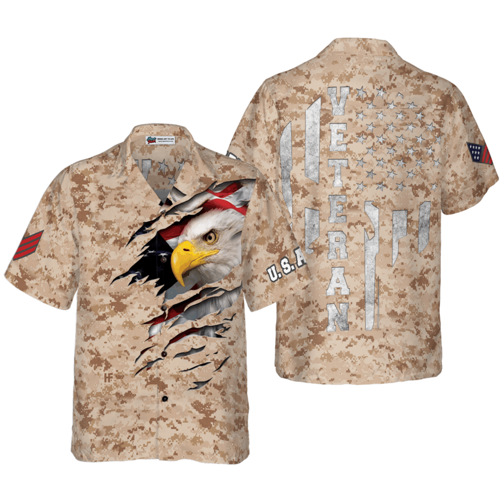 Veteran Proud US Desert Marine Camo Hawaiian Shirt – Limited Edition