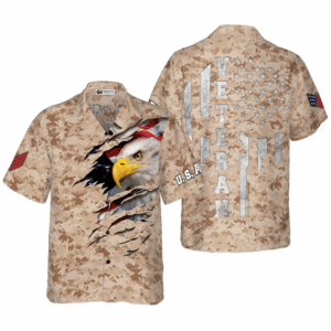 Veteran Proud US Desert Marine Camo Hawaiian Shirt - Limited Edition