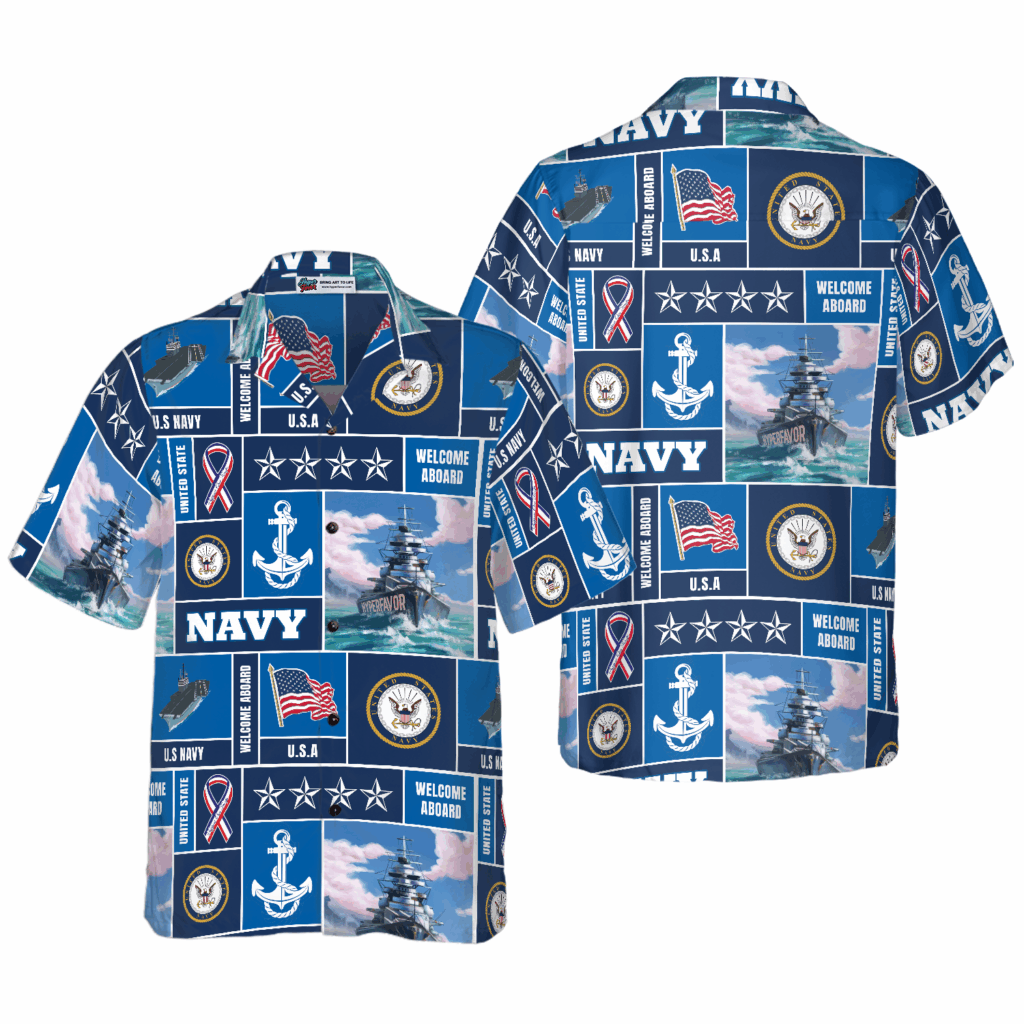 Vintage US Navy Veteran Soldier Hawaiian Shirt – Welcome Aboard! Vintage US Navy Veteran Soldier Hawaiian Shirt – Welcome Aboard!