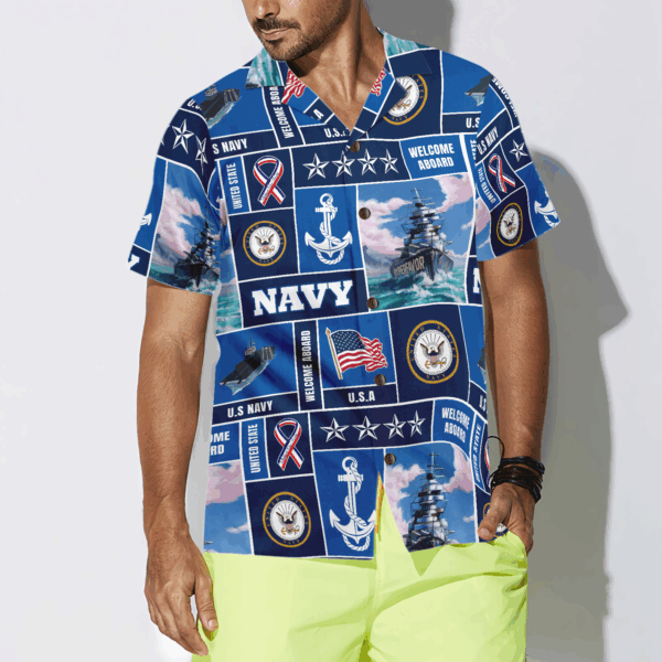 Vintage US Navy Veteran Soldier Hawaiian Shirt – Welcome Aboard!