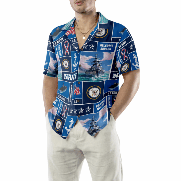 Vintage US Navy Veteran Soldier Hawaiian Shirt – Welcome Aboard!