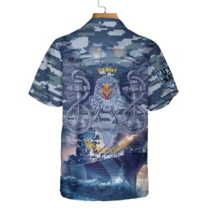 US Navy Veteran Hawaiian Shirt - No One Fights Alone Proud Navy Veteran Gift 1